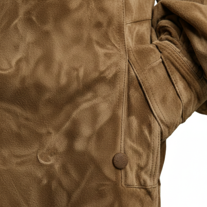 Robe courte en daim col montant ample manches longues pour femme