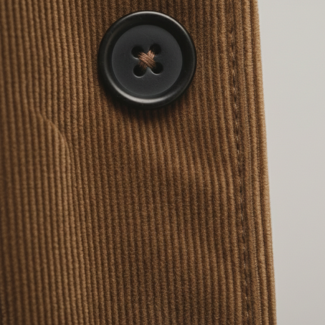 Abrigo de pana con cuello de pie y botones para hombres