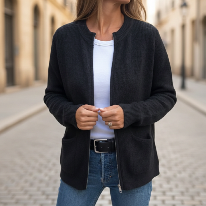 Cárdigan de punto para mujer, abierto al frente, de manga larga