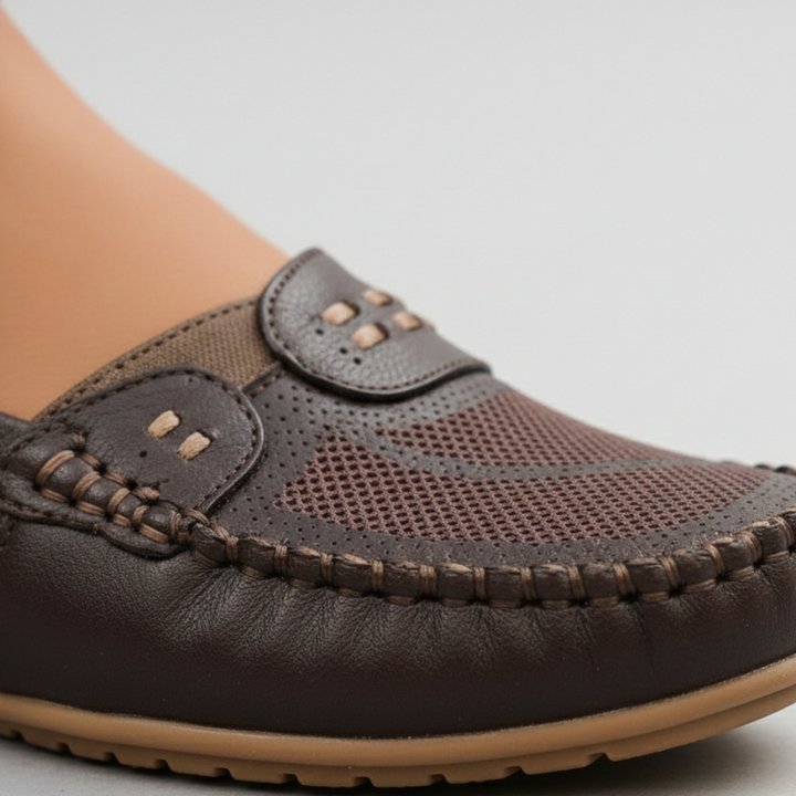 Mocasines Sin Cordones Perforados Planos Mujeres Adultas