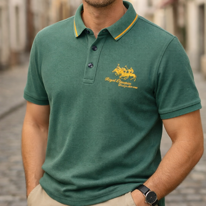 Camisa Polo de Manga Corta Bordada Casual para Hombres