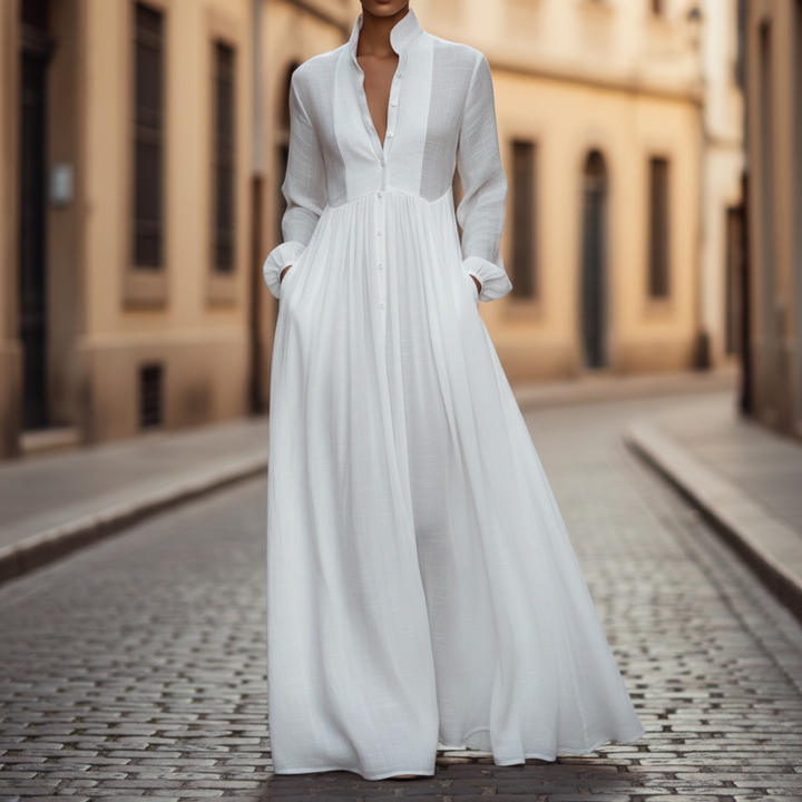 Robe longue minimaliste à manches longues pour femme