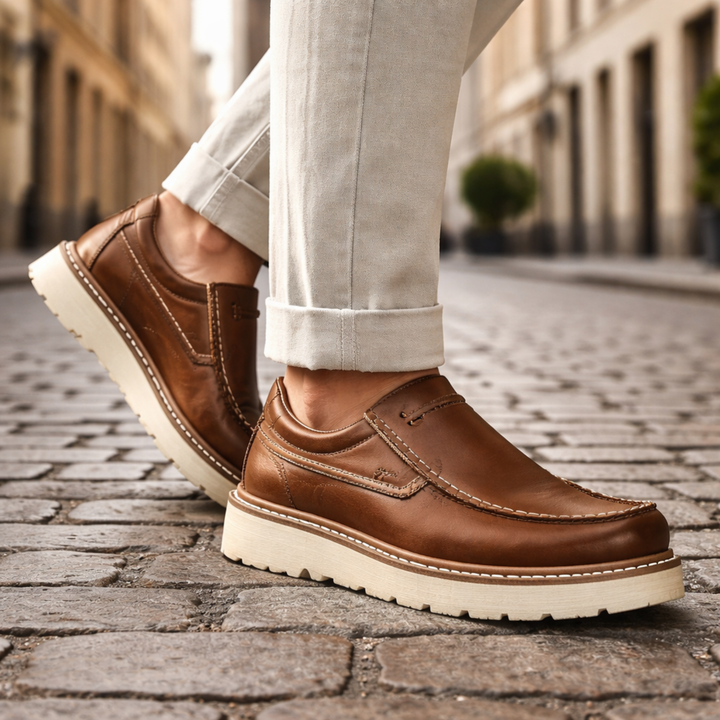 Mocassins en cuir à enfiler décontractés pour hommes