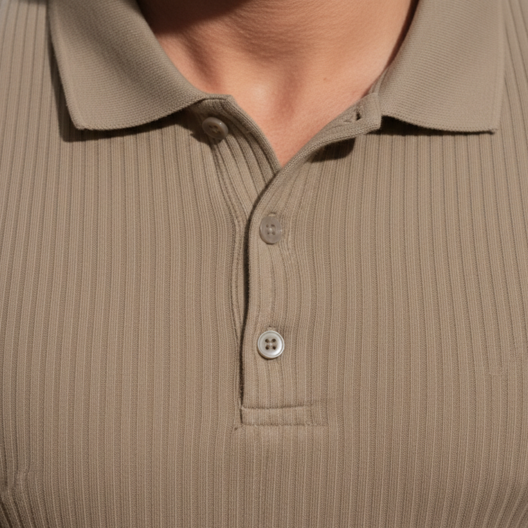 camisa polo de hombre de manga corta ajustada de punto acanalado