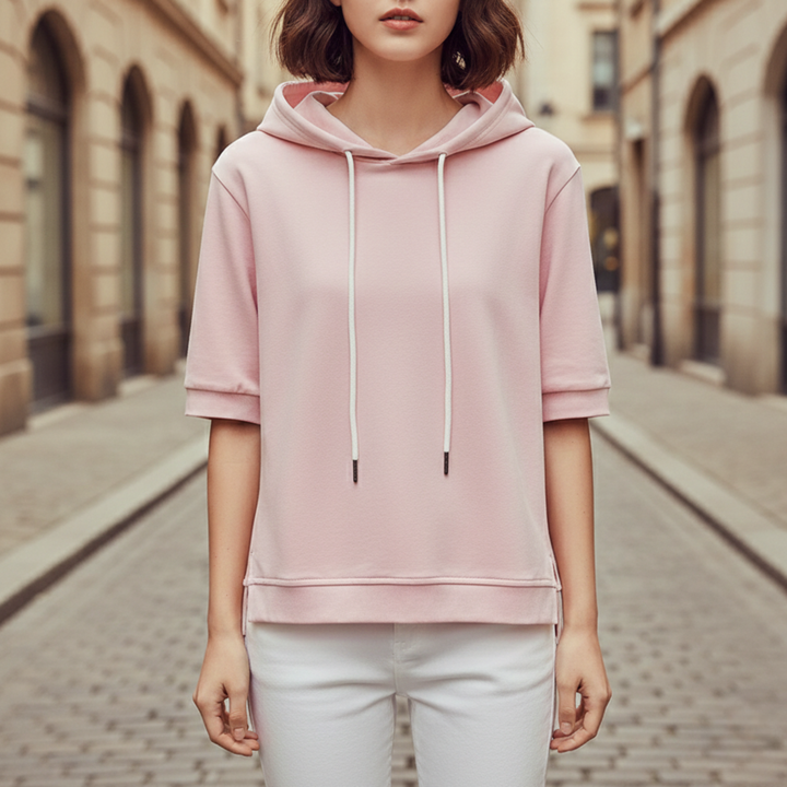 Sudadera de manga corta con capucha ajustable Unisex