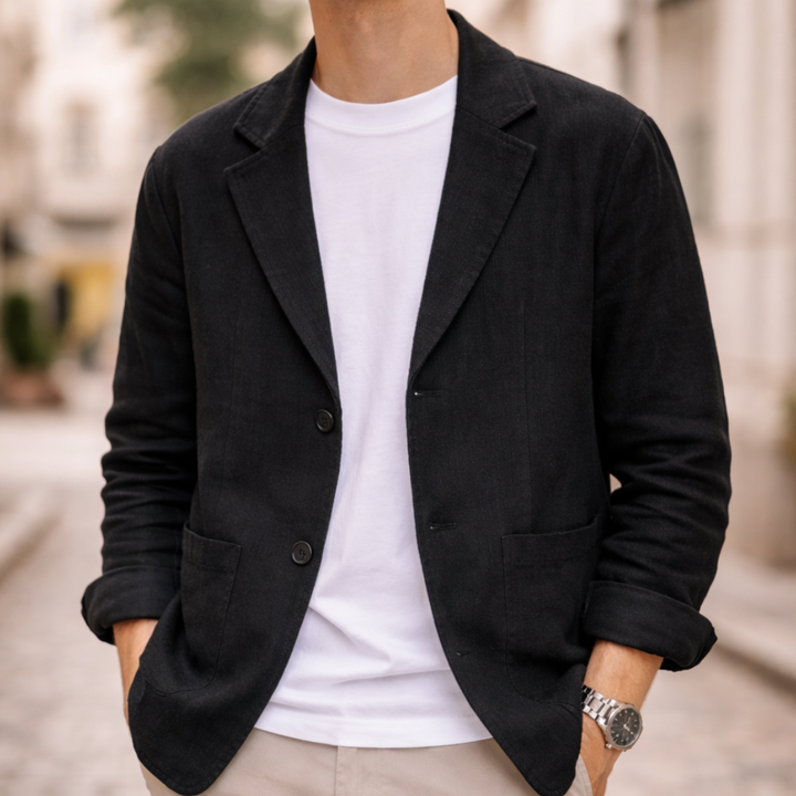 Veste en lin légère à deux boutons décontractée pour homme