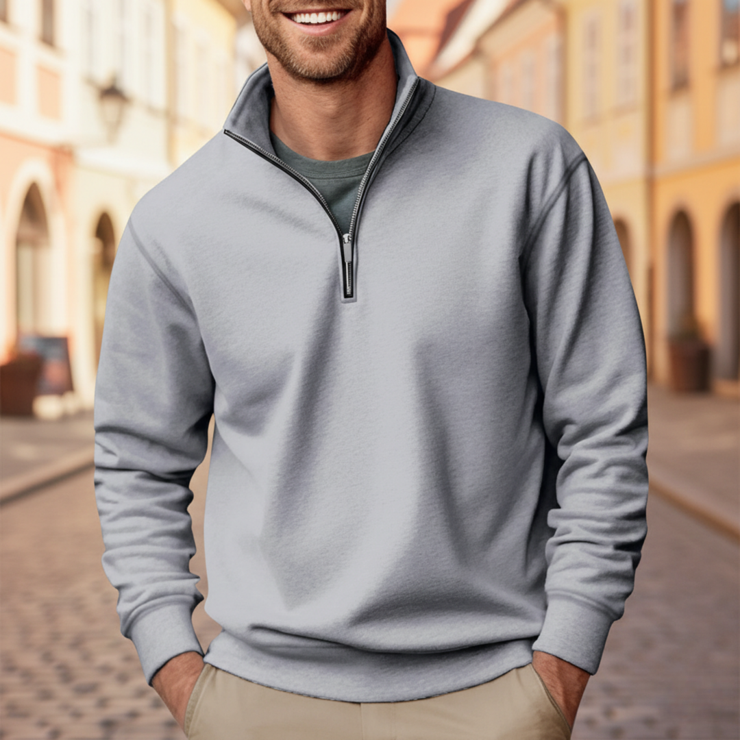 Sweat-shirt à demi-fermeture éclair en polaire pour homme