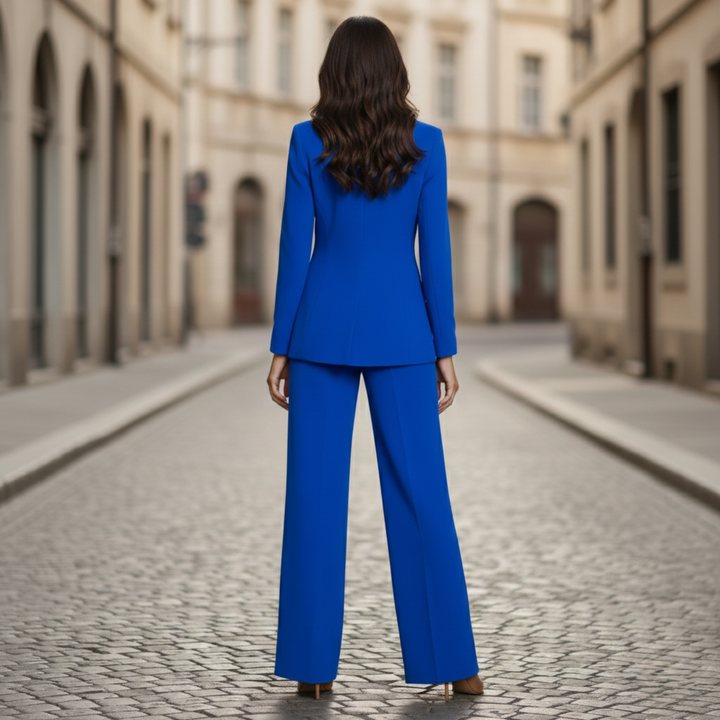 Womens Suit Set tailored Blazer Wide Leg Trousers