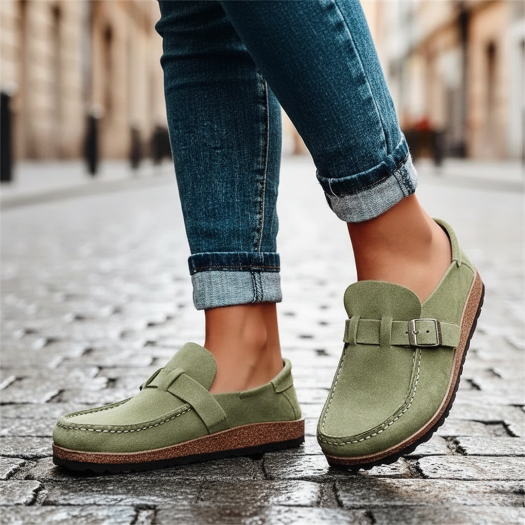 Mocassins à enfiler avec bride à boucle décontractés pour femmes