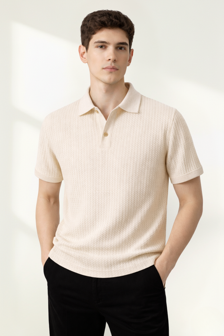 Camisa Polo de Punto Waffle para Hombre