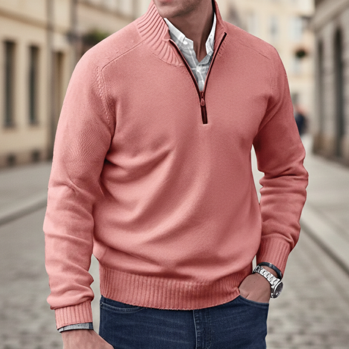 Chaqueta de punto invernal nórdica para hombres con cremallera frontal