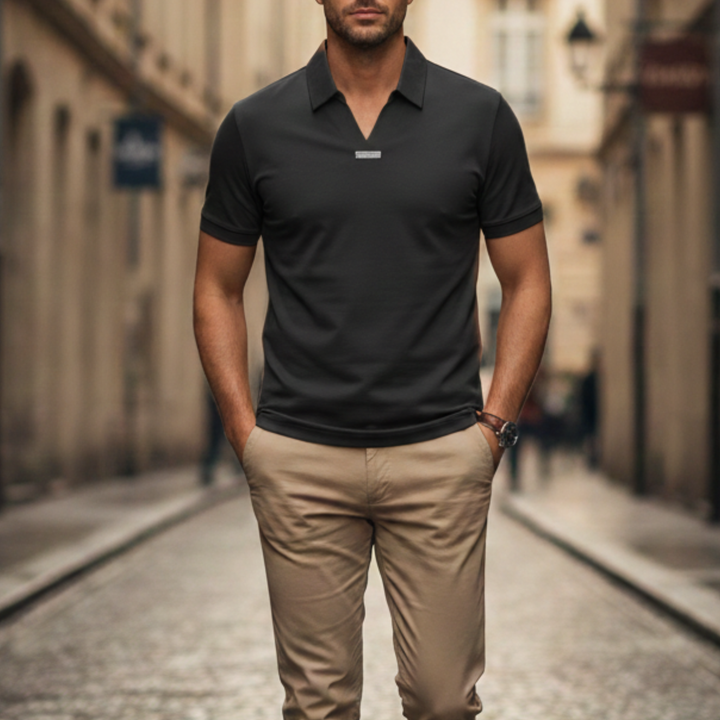 Polo en coton et soie à manches courtes pour homme