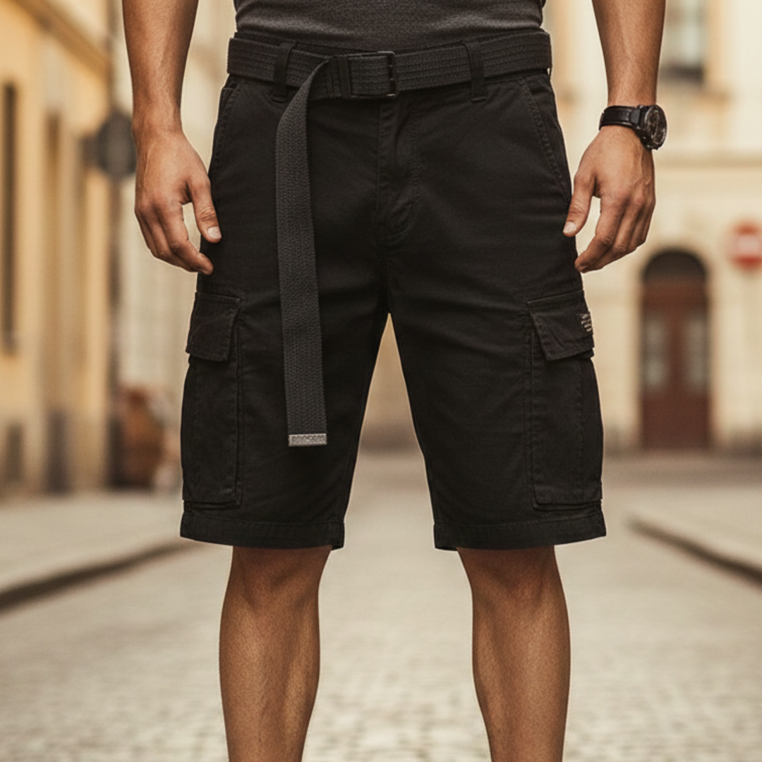 Shorts cargo pour homme Poche utilitaire Cordon de serrage Coupe décontractée