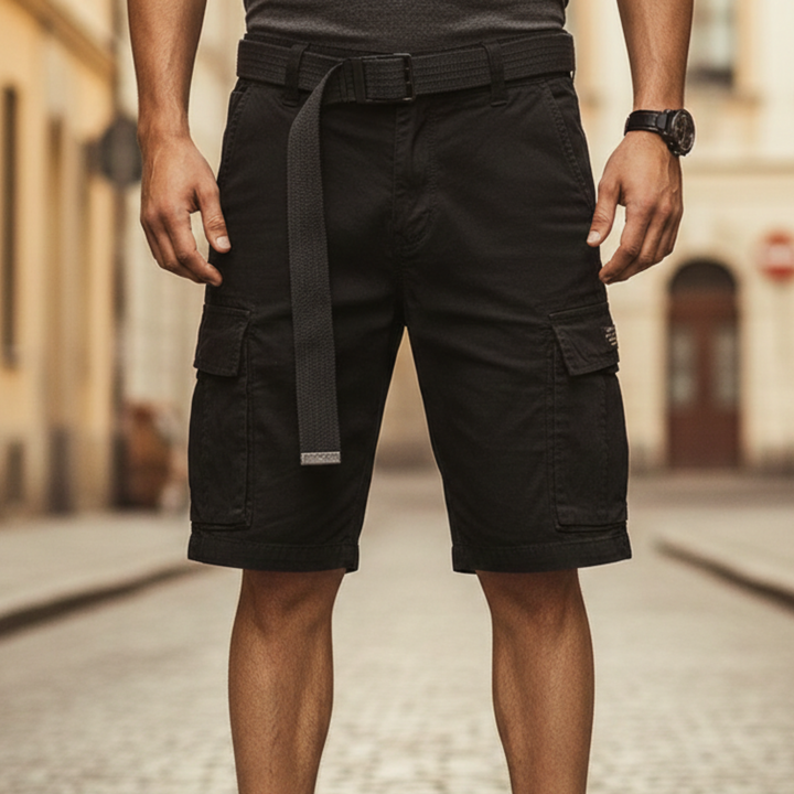 Shorts cargo pour homme Poche utilitaire Cordon de serrage Coupe décontractée