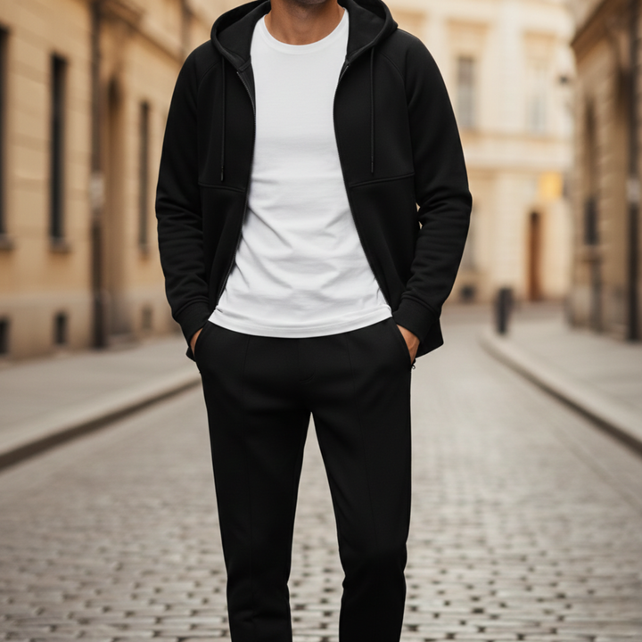 Conjunto de chándal con sudadera con cremallera y pantalones de chándal para hombres