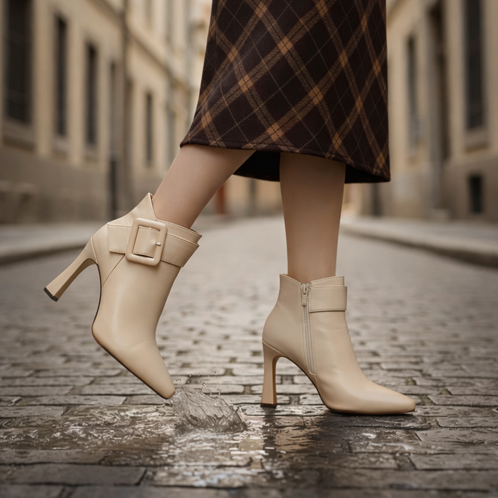 Bottines à bout pointu avec boucle talon haut pour femmes