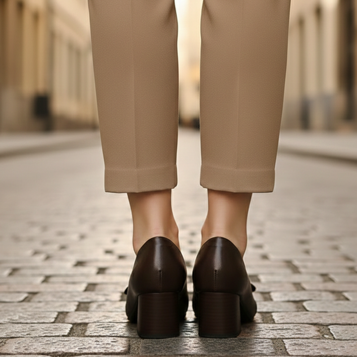 Zapatos de tacón cuadrado de mujer, con punta cuadrada, sin cordones
