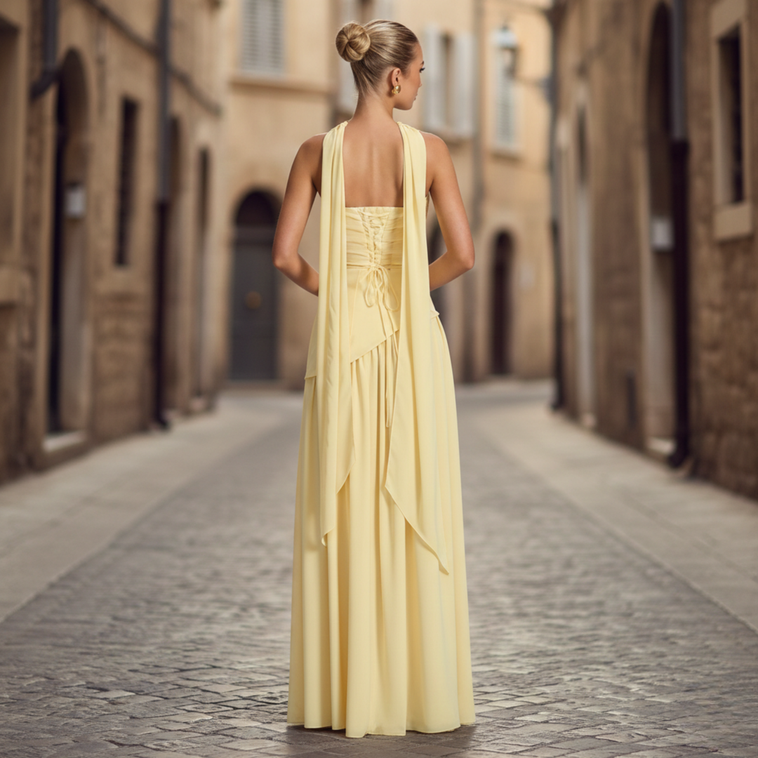 Vestido Maxi de Mujer Sin Tirantes con Gran Abertura