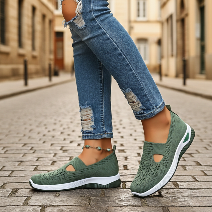 Chaussures orthopédiques de marche pour femmes à enfiler en maille