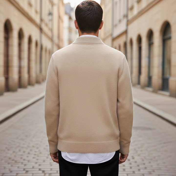 Camisa de Polo de Cachemira de Manga Larga para Hombre
