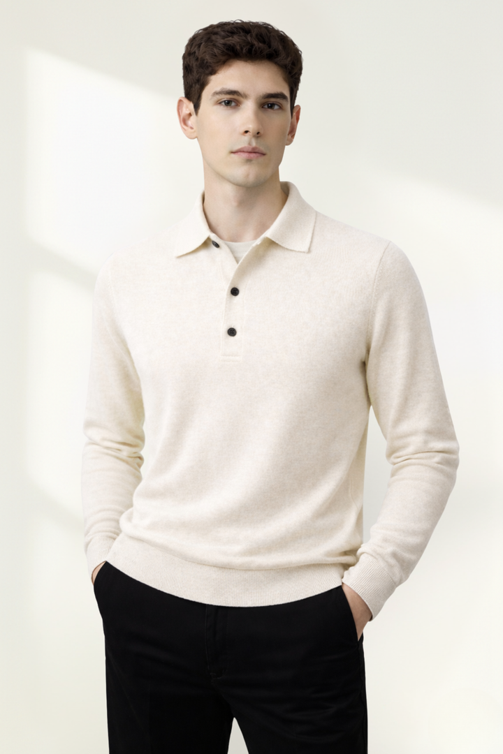 Men’s Long Sleeve Knit Polo Sweater