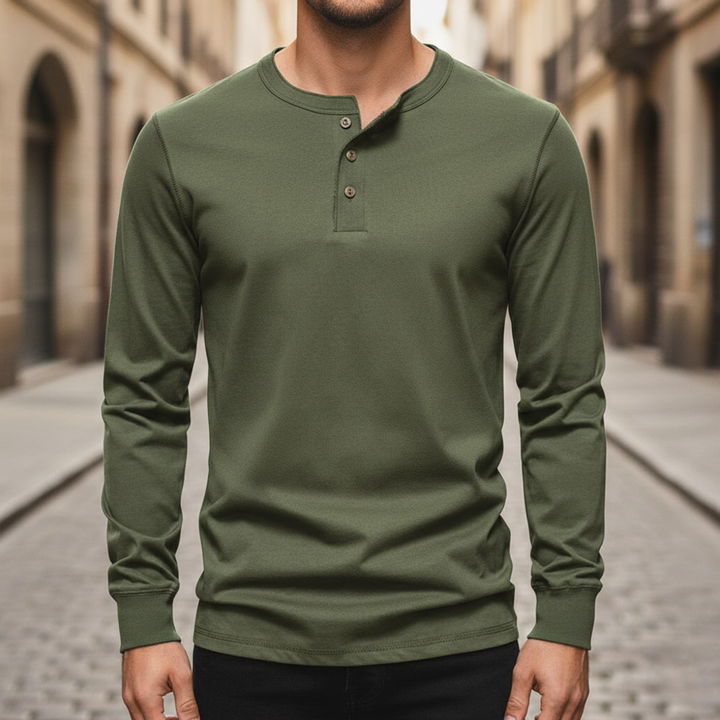 Men’s Cotton Long Sleeve Henley Shirt
