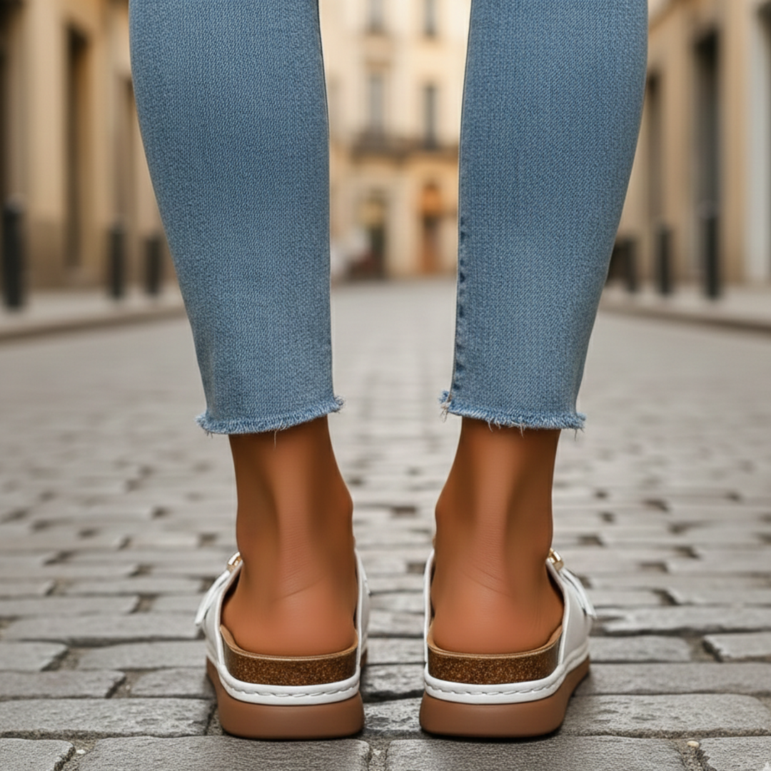 Sandalias de Mujer con Tira Ancha y Hebilla, Abiertas en la Punta, Casual para Adultos