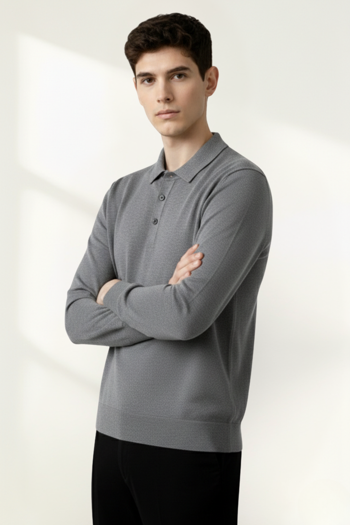 Suéter de punto tipo polo para hombres