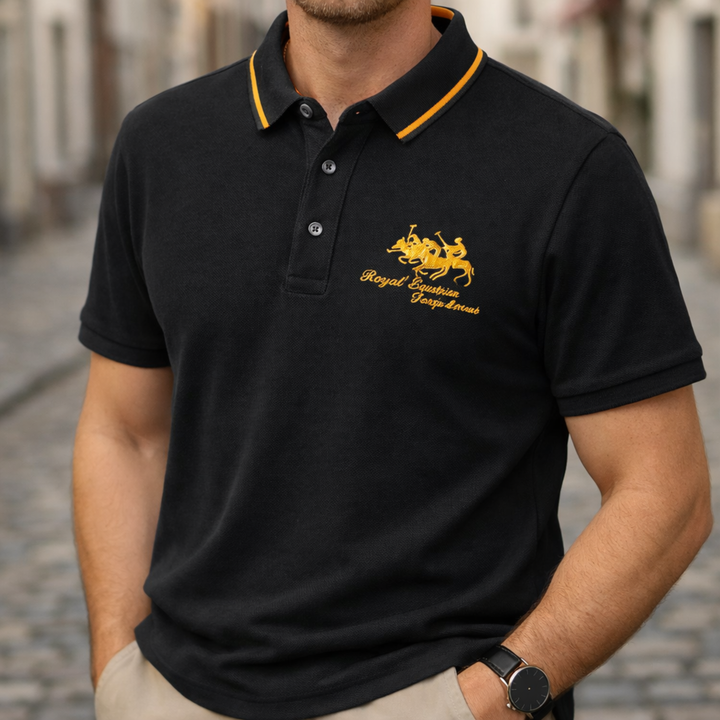 Camisa Polo de Manga Corta Bordada Casual para Hombres