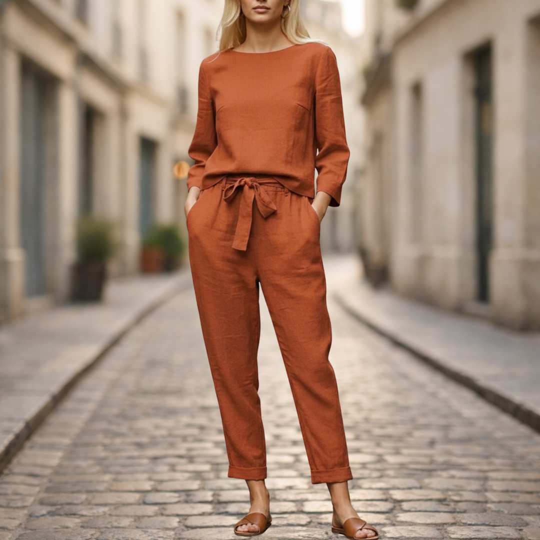 Ensemble pantalon deux pièces pour femmes, décontracté avec laçage