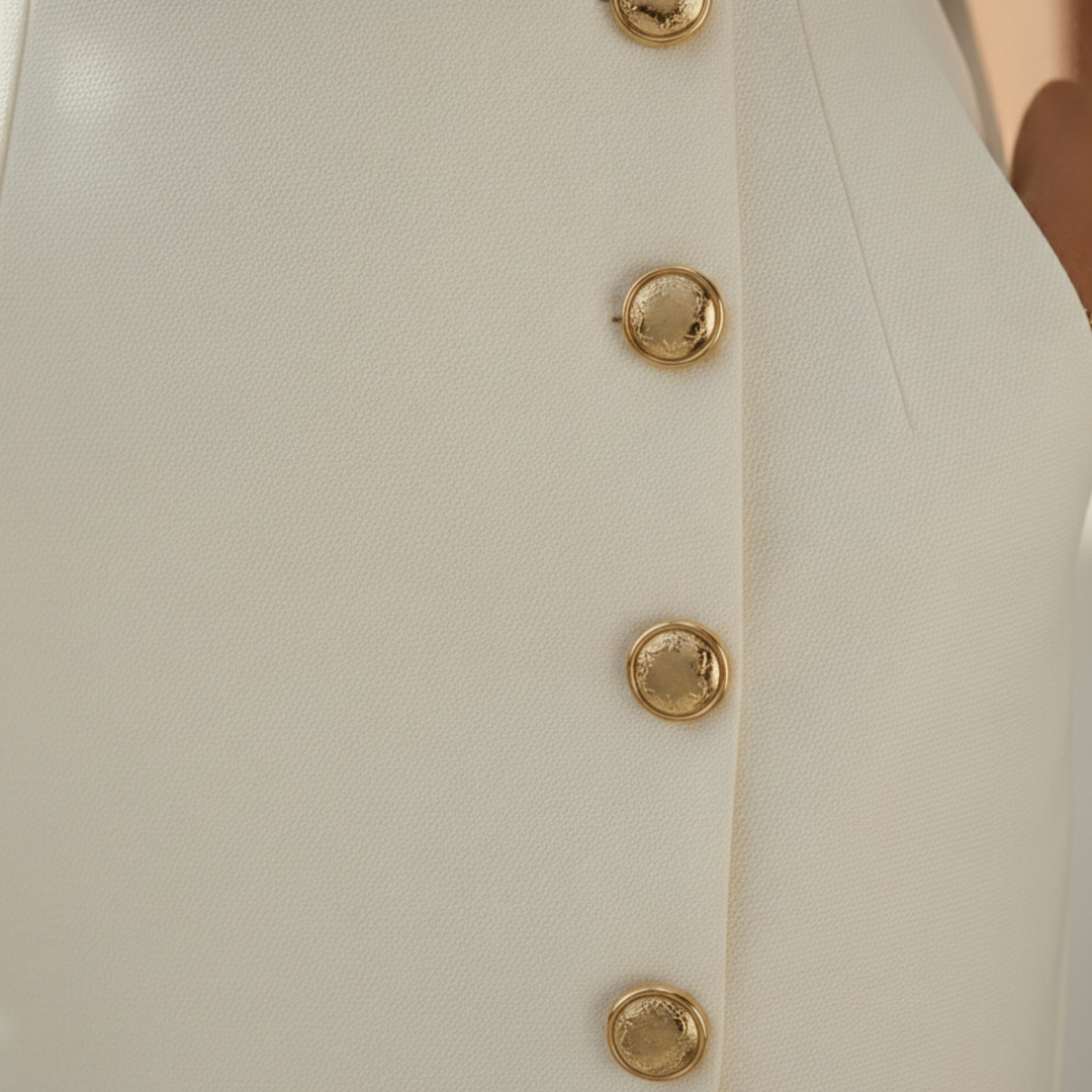 Vestido midi sin mangas con detalles de botones y abertura lateral para mujeres