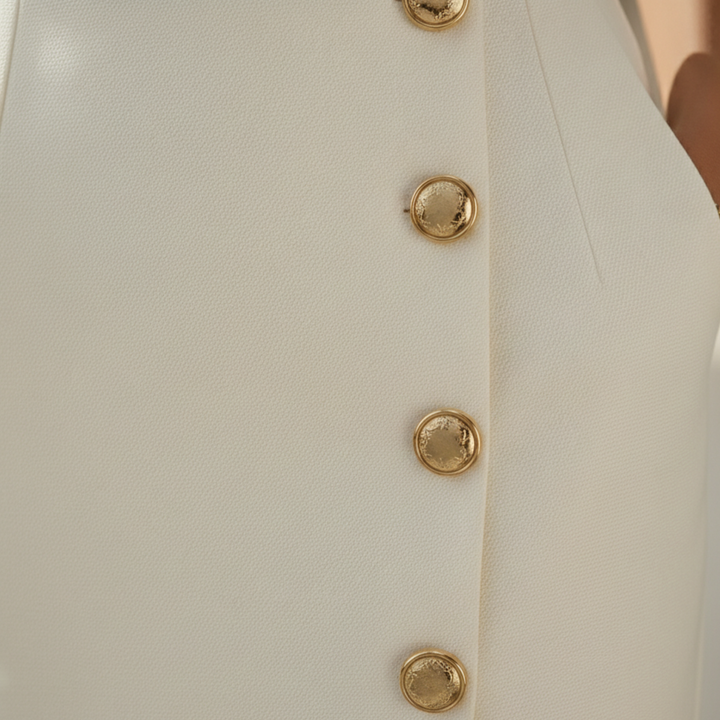 Vestido midi sin mangas con detalles de botones y abertura lateral para mujeres