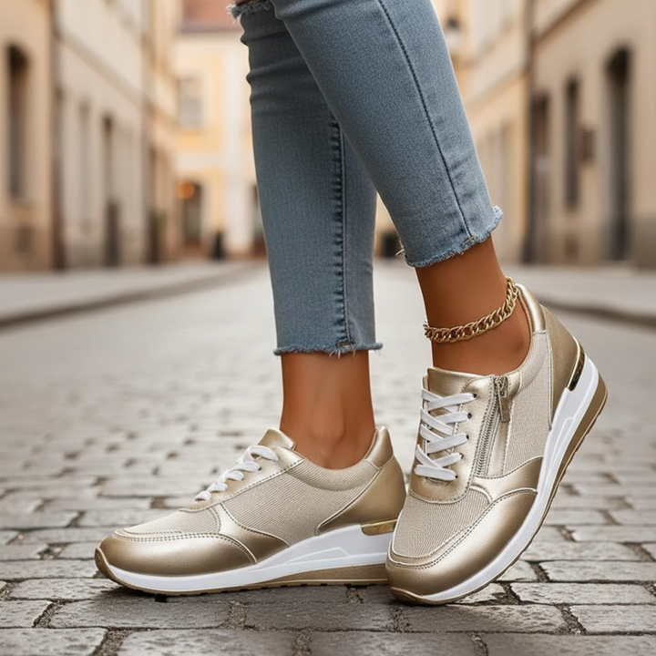 Baskets à plateforme à lacets semelle compensée pour femmes