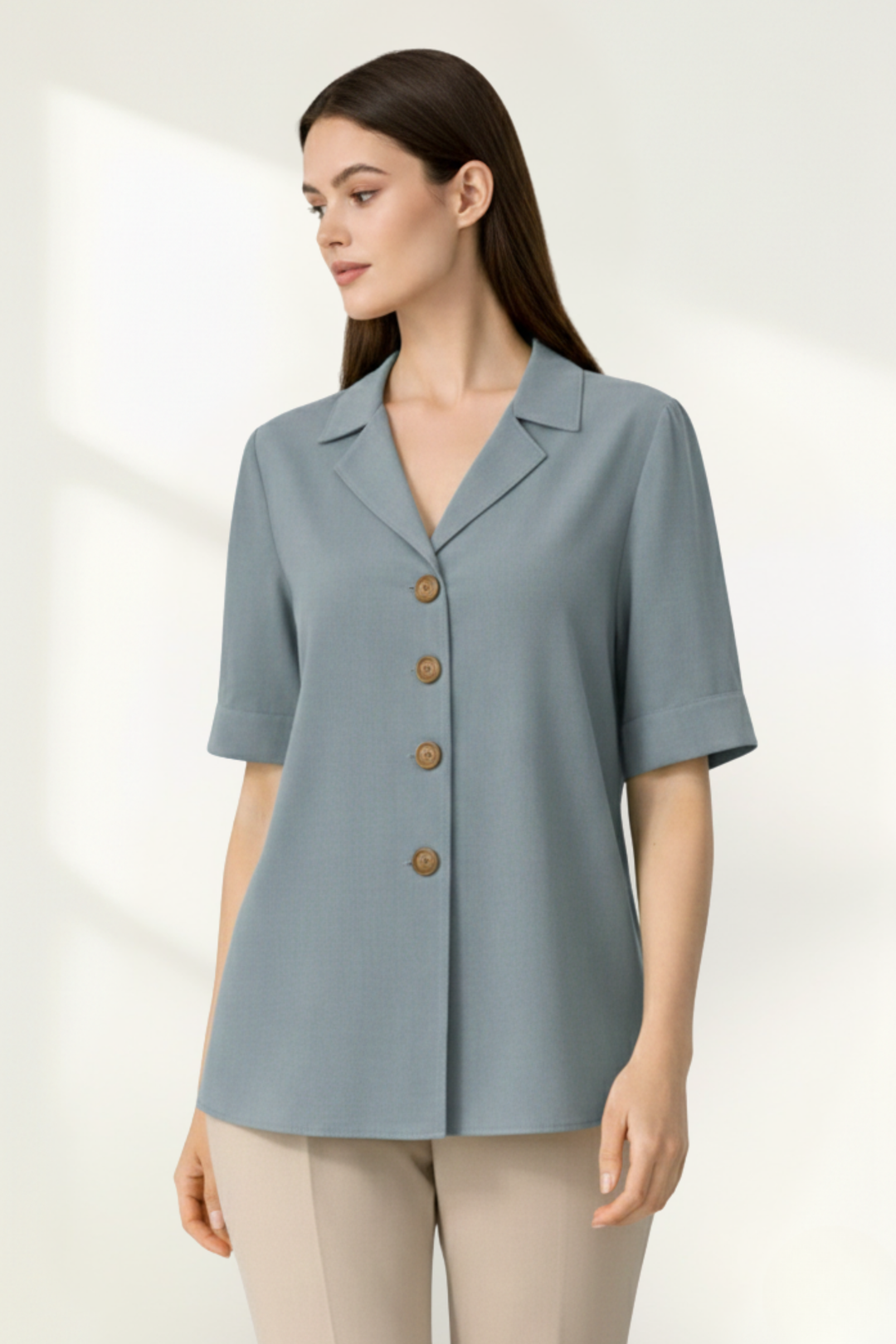 Chemisier pour femme à manches courtes avec boutons sur le devant