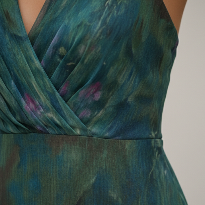 Vestido Maxi Halter Impreso Sin Mangas para Mujeres