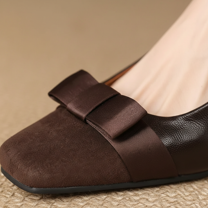 Zapatos de tacón cuadrado de mujer, con punta cuadrada, sin cordones