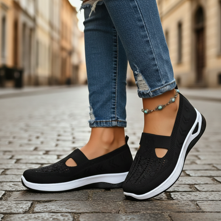 Chaussures orthopédiques de marche pour femmes à enfiler en maille