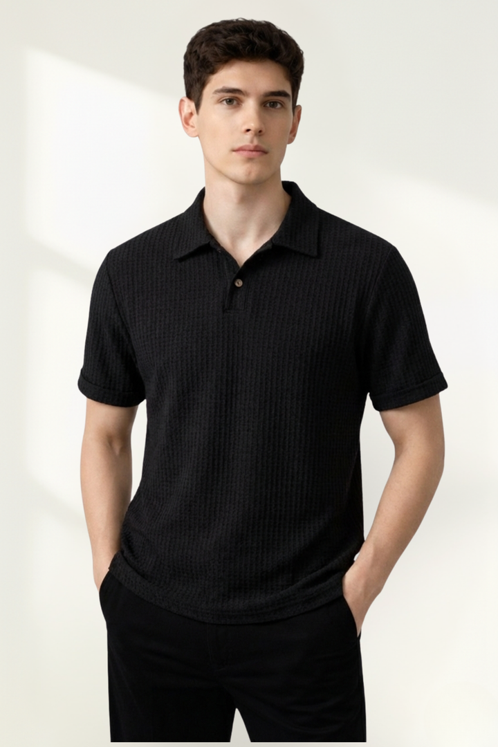Camisa Polo de Punto Waffle para Hombre