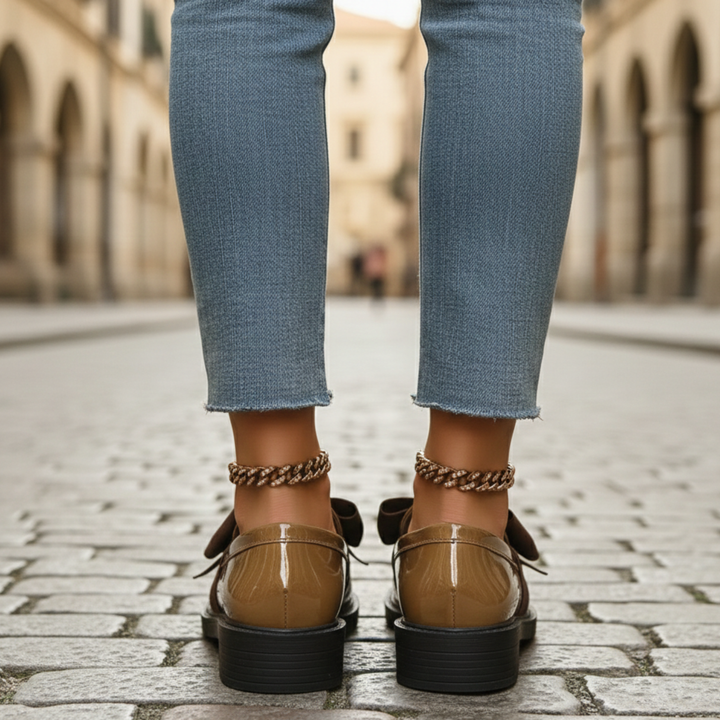 Mocasines con Detalle de Lazo Rosa Mujeres Adultas