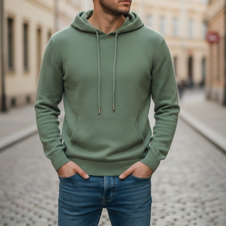 Hoodie Pullover Knit Long Sleeve Drawstring Men