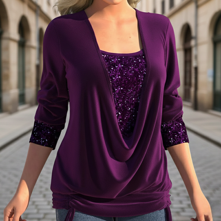 Blouse pour femme à manches longues avec paillettes élégante