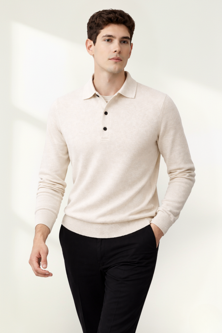 Men’s Long Sleeve Knit Polo Sweater