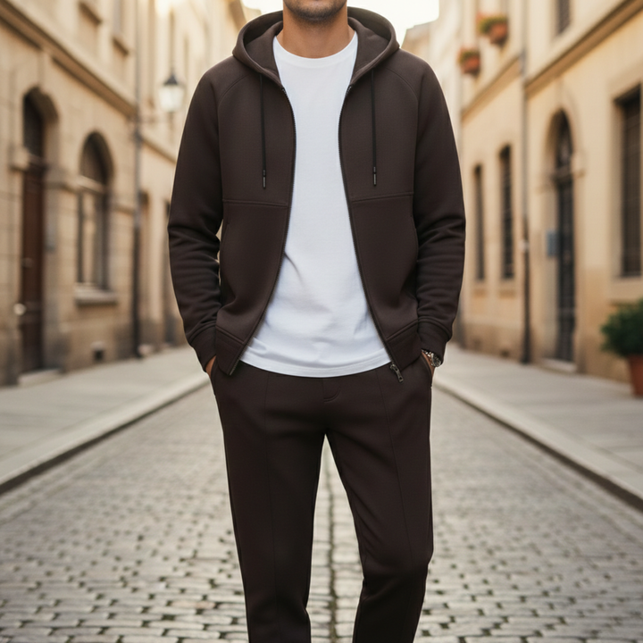 Conjunto de chándal con sudadera con cremallera y pantalones de chándal para hombres