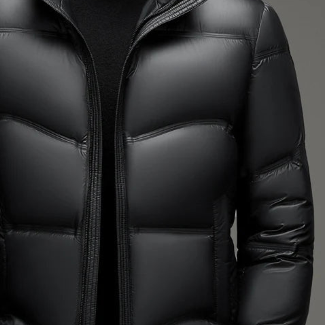 Chaqueta de plumas Brillante Acolchada con Cuello Alto Abrigo