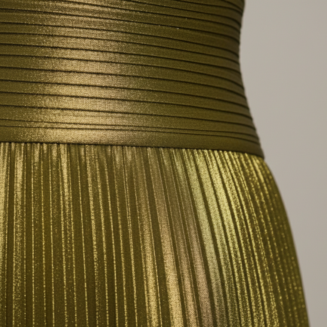 Robe maxi plissée métallique à bretelles pour femme