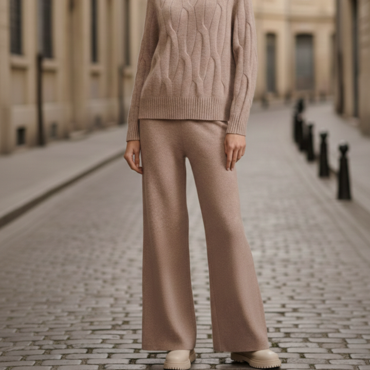 Cashmere Sweater Set Turtleneck Cable Knit Women