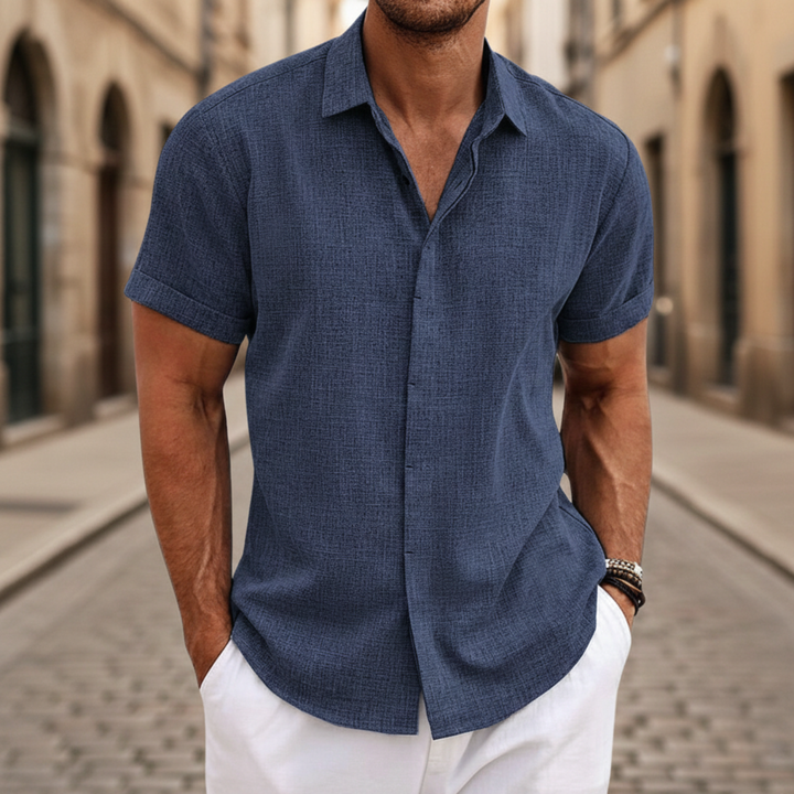 Camisa de Hombre con Manga Corta y Botones en el Frente