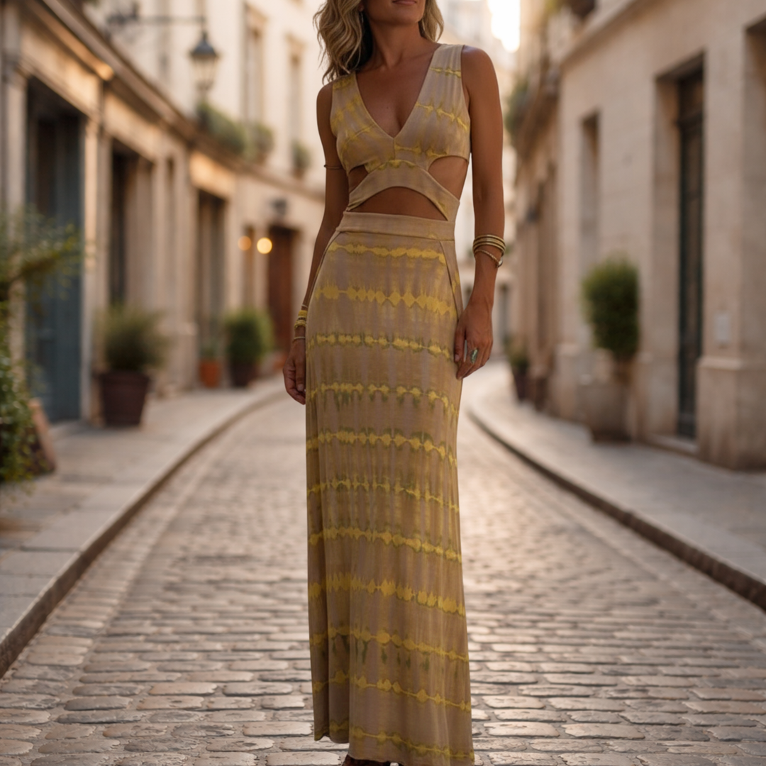 Vestido de tirantes sin mangas de teñido anudado para mujer con corte