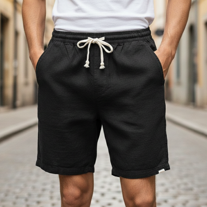 Pantalones Cortos de Algodón con Cuerda y Cintura Elástica para Hombre