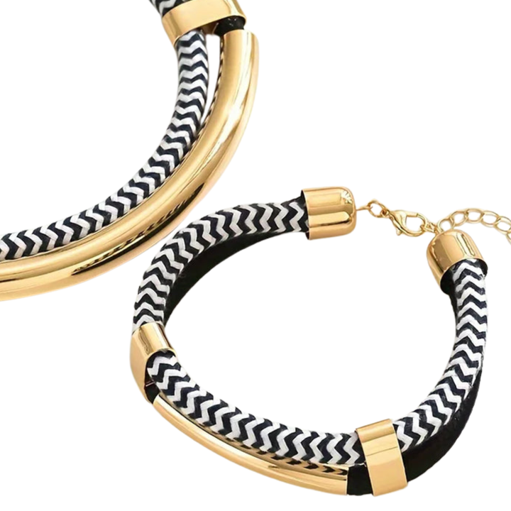 Conjunto de collar y pulsera de acero inoxidable para mujeres